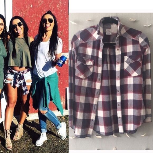 Maroon multicolor flannel - Picture 1 of 3